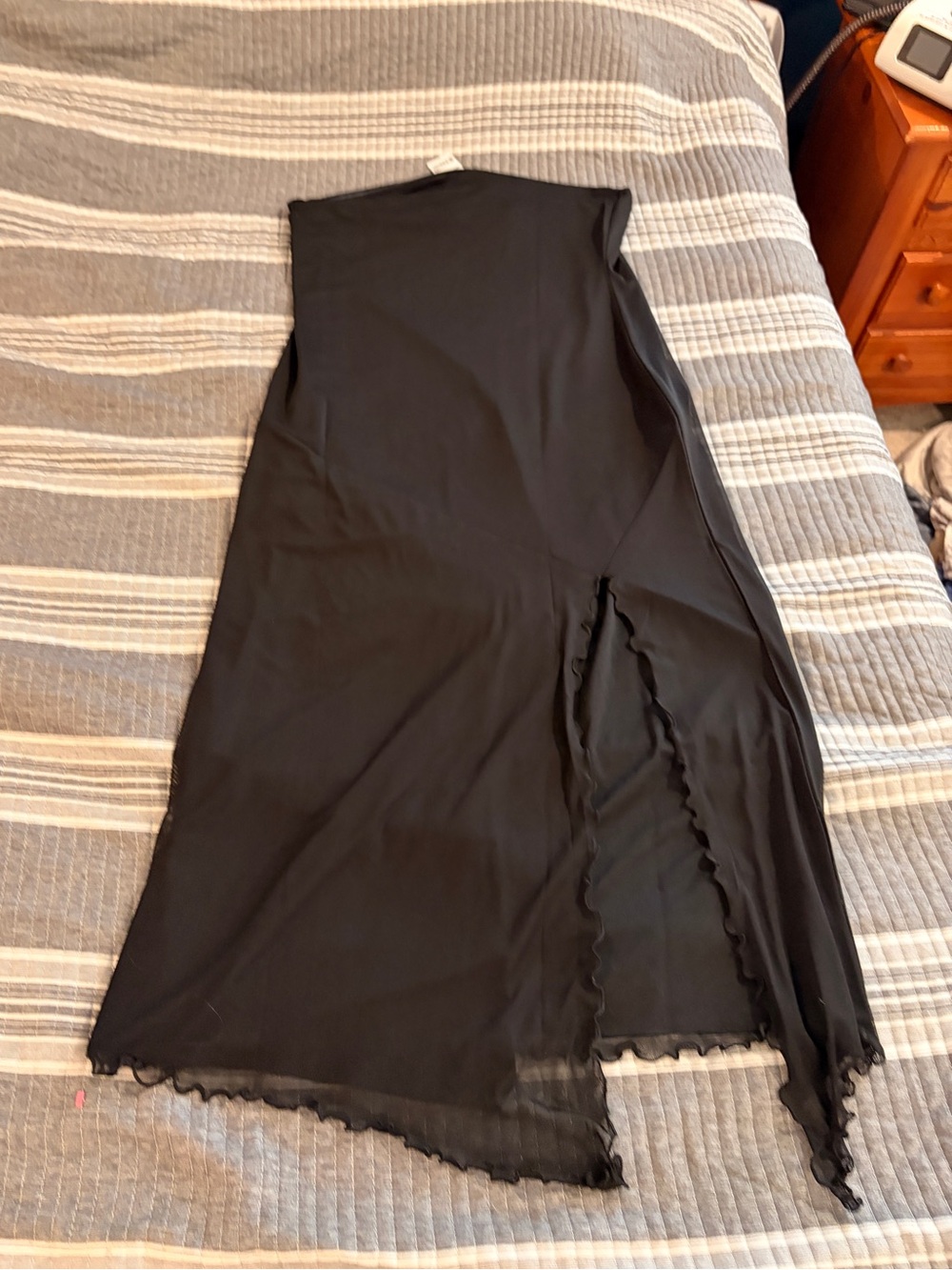 NWT Urban Outfitters Black Asymmetrical Maxi Dress Women’s XL with Ruffle Edge